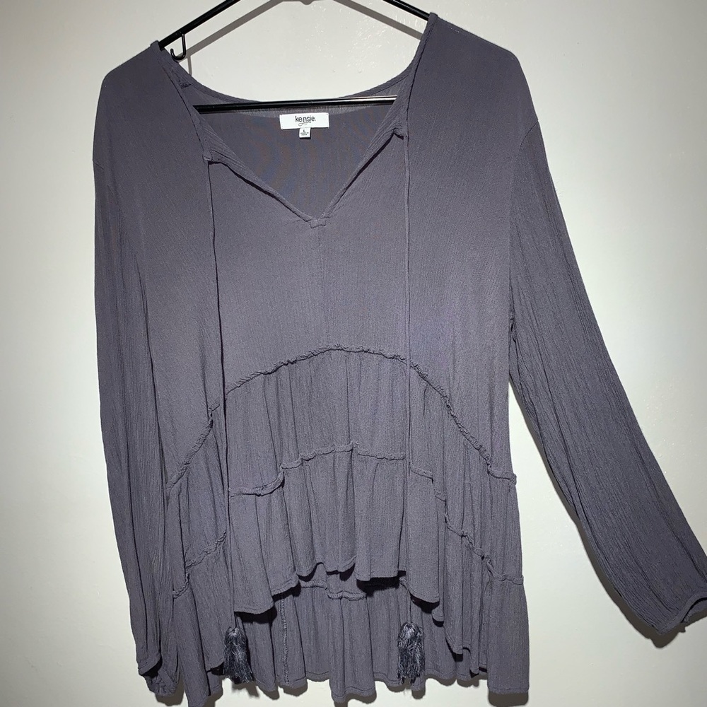 Long Sleeve Ruffled Top - Picture 2 of 5